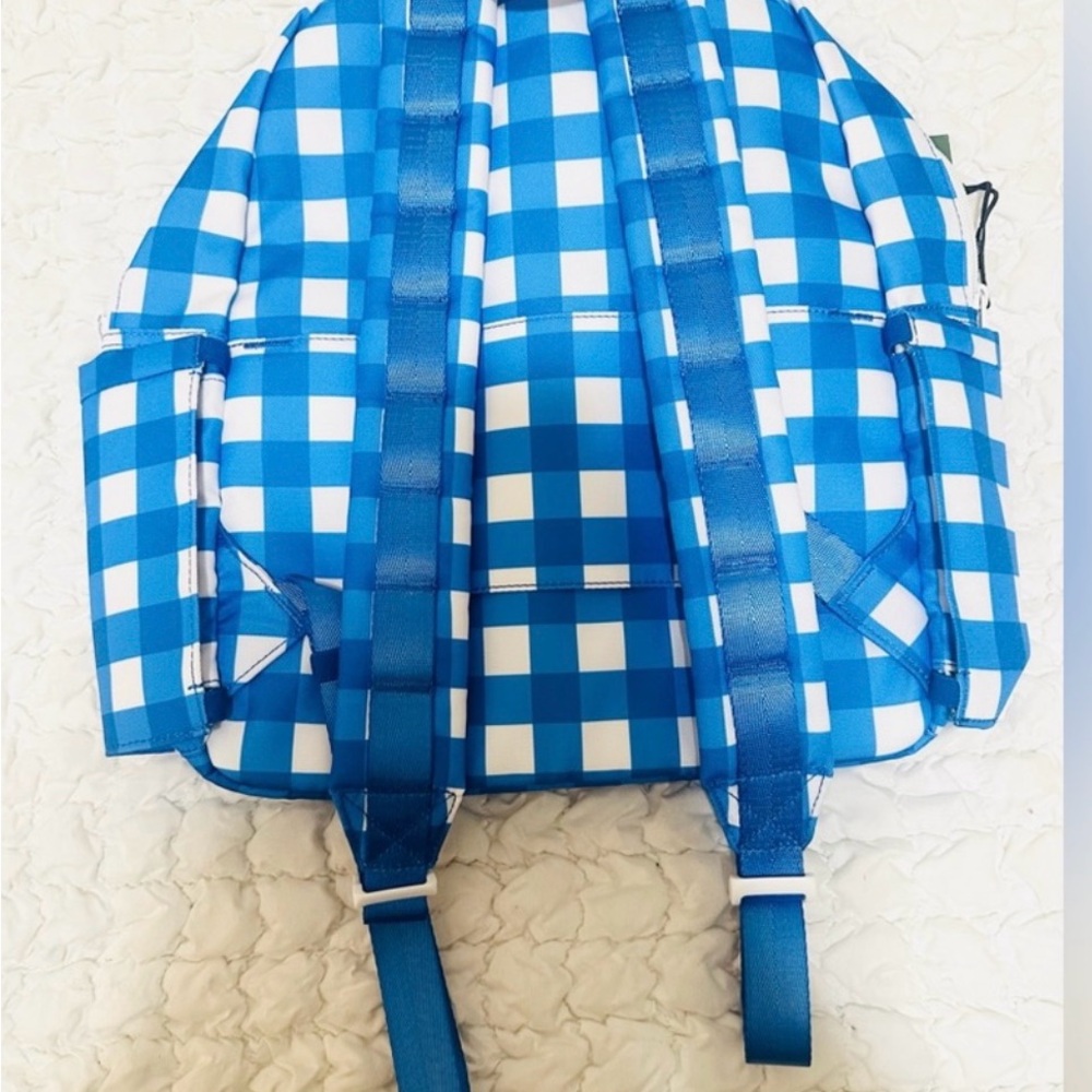 STATE Blue and White Gingham Backpack